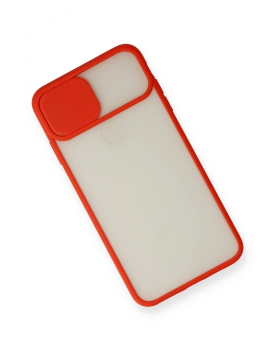 Newface iPhone X Kılıf Palm Buzlu Kamera Sürgülü Silikon - Kırmızı