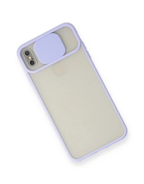 Newface iPhone X Kılıf Palm Buzlu Kamera Sürgülü Silikon - Lila