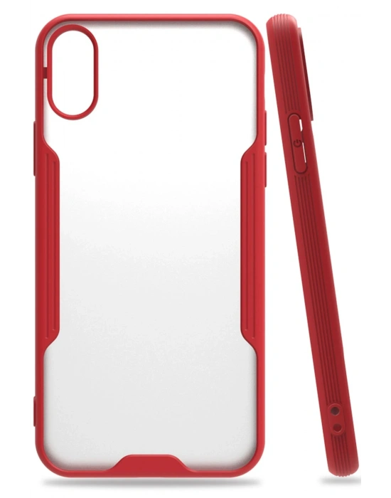 Newface iPhone X Kılıf Platin Silikon - Kırmızı