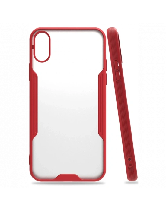 Newface iPhone X Kılıf Platin Silikon - Kırmızı