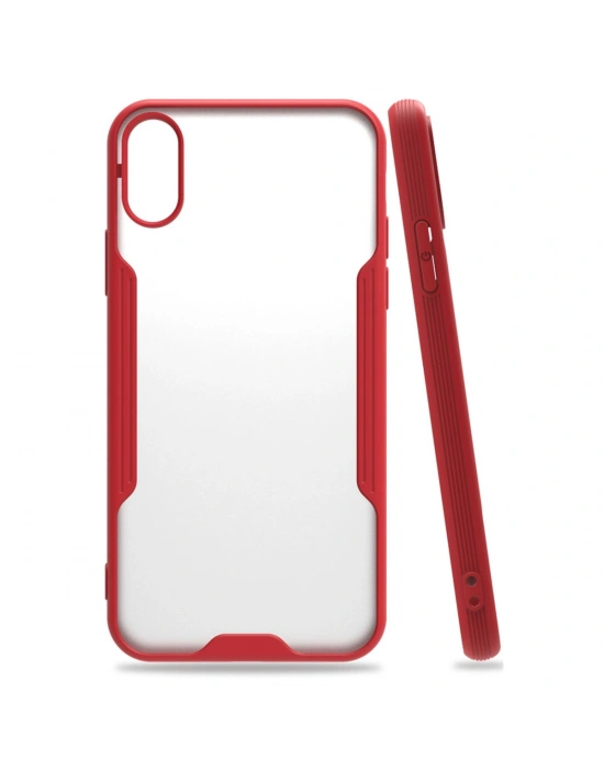 Newface iPhone X Kılıf Platin Silikon - Kırmızı