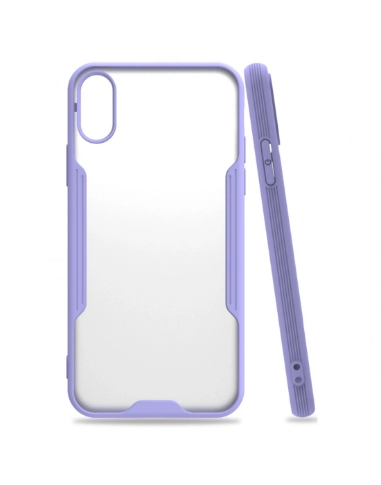 Newface iPhone X Kılıf Platin Silikon - Lila