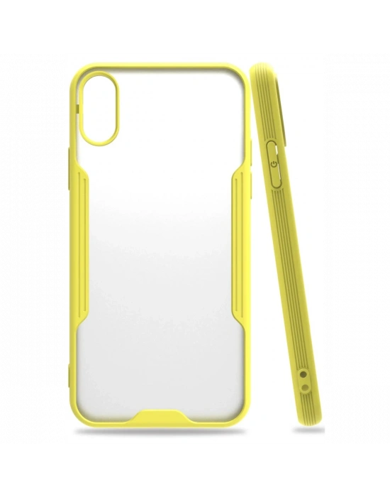 Newface iPhone X Kılıf Platin Silikon - Sarı