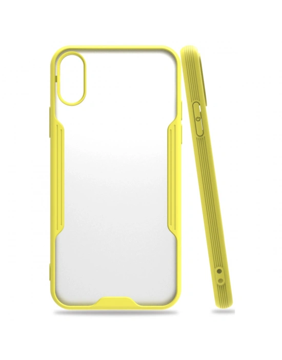 Newface iPhone X Kılıf Platin Silikon - Sarı