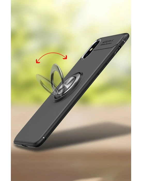 Newface iPhone XS Kılıf Range Yüzüklü Silikon - Kırmızı