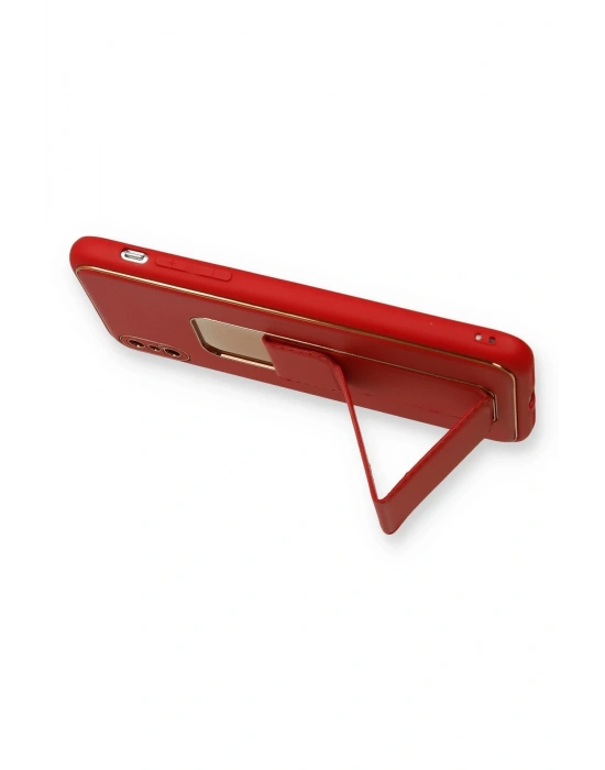 Newface iPhone XS Max Kılıf Coco Deri Standlı Kapak - Kırmızı