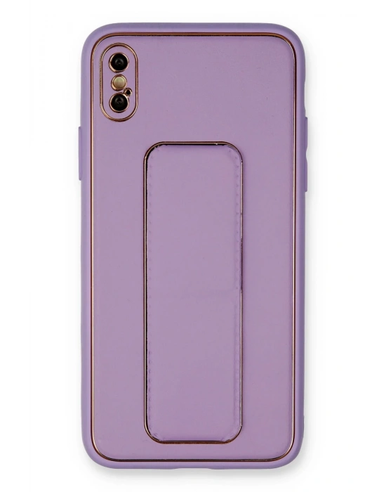 Newface iPhone XS Max Kılıf Coco Deri Standlı Kapak - Koyu Lila