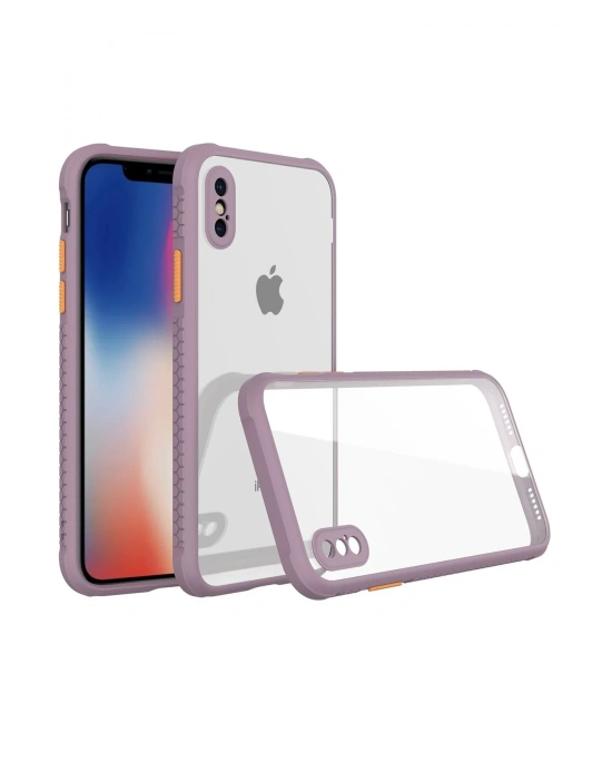 Newface iPhone XS Max Kılıf Miami Şeffaf Silikon - Açık Mor