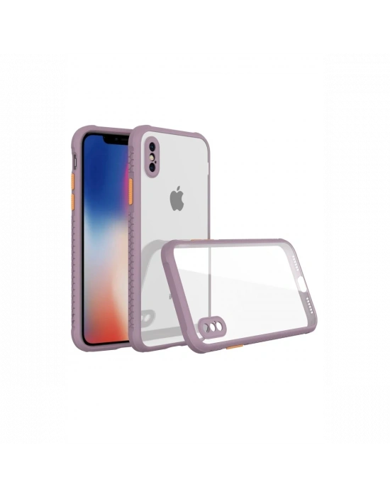Newface iPhone XS Max Kılıf Miami Şeffaf Silikon - Açık Mor