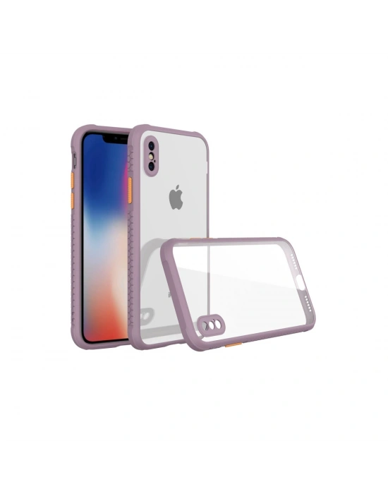 Newface iPhone XS Max Kılıf Miami Şeffaf Silikon - Açık Mor