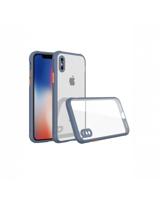 Newface iPhone XS Max Kılıf Miami Şeffaf Silikon - Gri