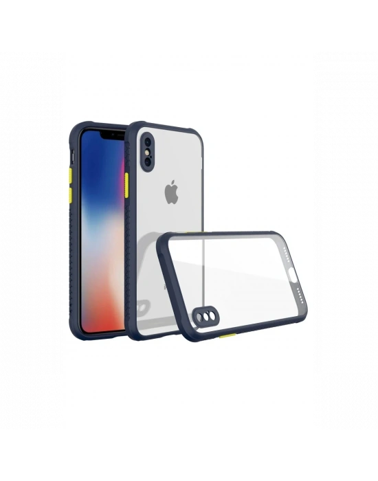Newface iPhone XS Max Kılıf Miami Şeffaf Silikon - Lacivert
