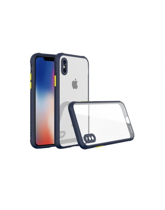 Newface iPhone XS Max Kılıf Miami Şeffaf Silikon - Lacivert