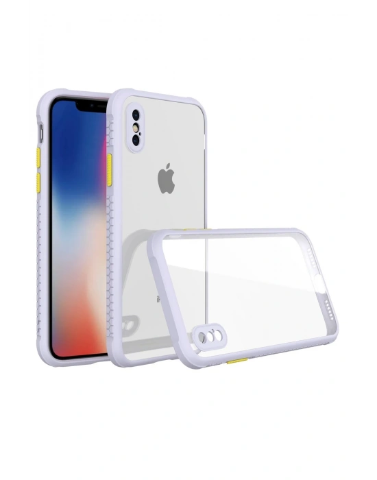 Newface iPhone XS Max Kılıf Miami Şeffaf Silikon - Lila