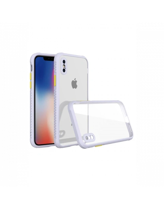 Newface iPhone XS Max Kılıf Miami Şeffaf Silikon - Lila
