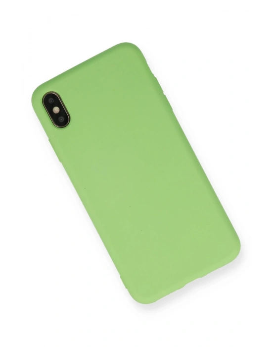 Newface iPhone XS Max Kılıf Nano içi Kadife Silikon - Açık Yeşil