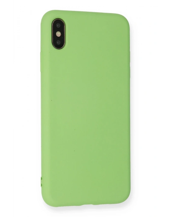 Newface iPhone XS Max Kılıf Nano içi Kadife Silikon - Açık Yeşil
