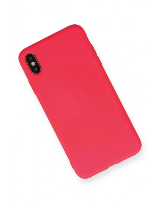 Newface iPhone XS Max Kılıf Nano içi Kadife Silikon - Koyu Pembe