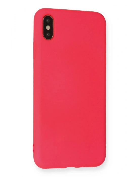 Newface iPhone XS Max Kılıf Nano içi Kadife Silikon - Koyu Pembe