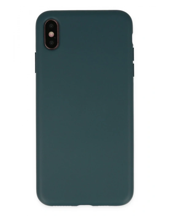 Newface iPhone XS Max Kılıf Nano içi Kadife Silikon - Koyu Yeşil