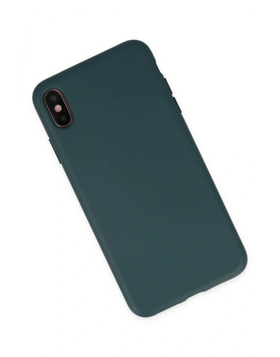 Newface iPhone XS Max Kılıf Nano içi Kadife Silikon - Koyu Yeşil