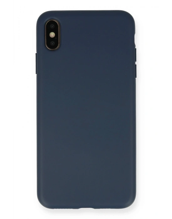 Newface iPhone XS Max Kılıf Nano içi Kadife Silikon - Lacivert