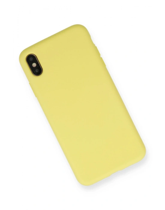 Newface iPhone XS Max Kılıf Nano içi Kadife Silikon - Mat Sarı