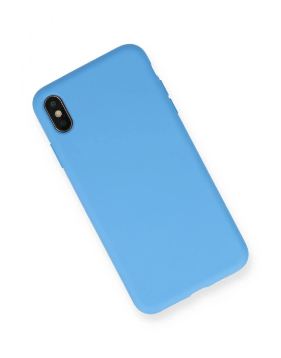 Newface iPhone XS Max Kılıf Nano içi Kadife Silikon - Mavi