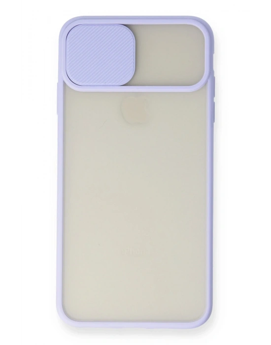 Newface iPhone XS Max Kılıf Palm Buzlu Kamera Sürgülü Silikon - Lila