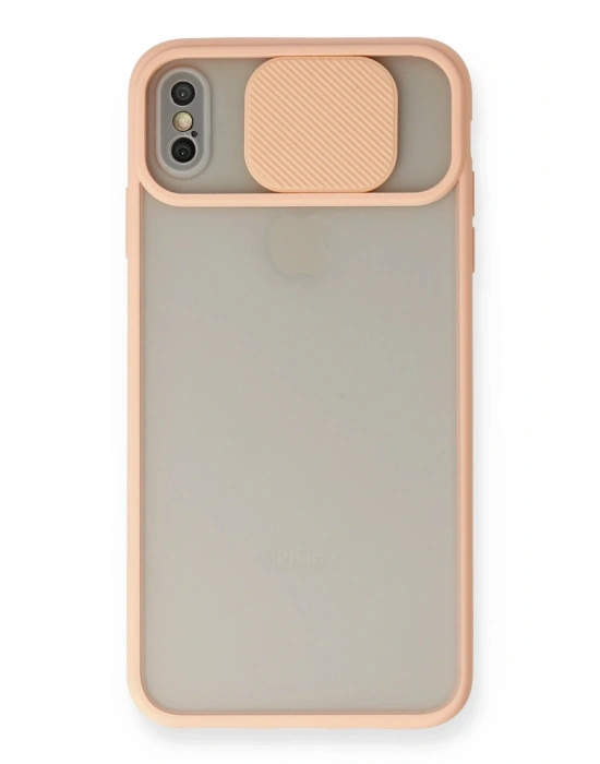 Newface iPhone XS Max Kılıf Palm Buzlu Kamera Sürgülü Silikon - Pembe