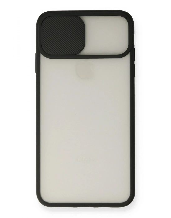 Newface iPhone XS Max Kılıf Palm Buzlu Kamera Sürgülü Silikon - Siyah