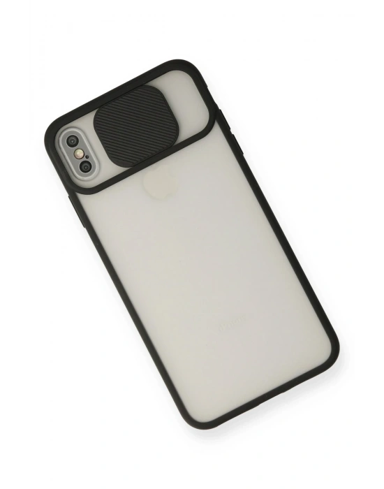 Newface iPhone XS Max Kılıf Palm Buzlu Kamera Sürgülü Silikon - Siyah