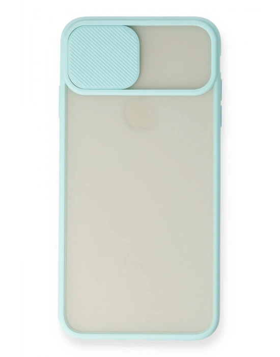 Newface iPhone XS Max Kılıf Palm Buzlu Kamera Sürgülü Silikon - Turkuaz