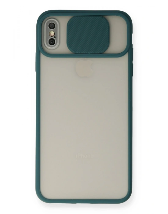 Newface iPhone XS Max Kılıf Palm Buzlu Kamera Sürgülü Silikon - Yeşil