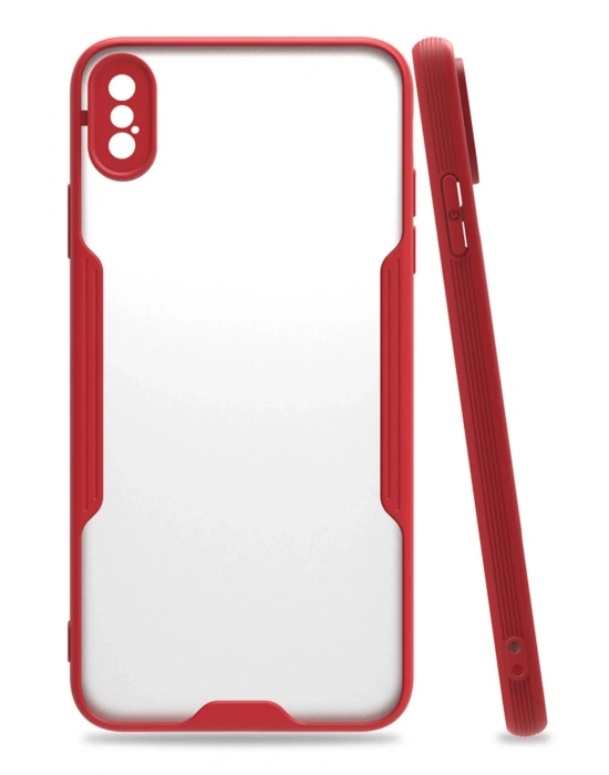 Newface iPhone XS Max Kılıf Platin Silikon - Kırmızı