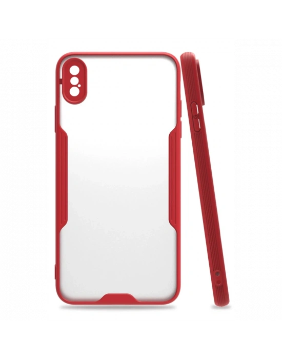 Newface iPhone XS Max Kılıf Platin Silikon - Kırmızı