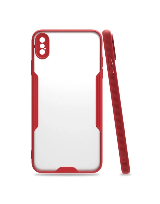 Newface iPhone XS Max Kılıf Platin Silikon - Kırmızı