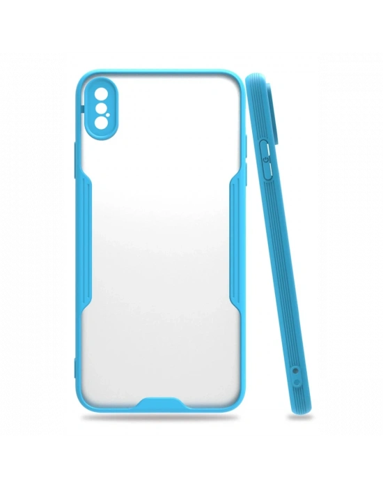 Newface iPhone XS Max Kılıf Platin Silikon - Mavi