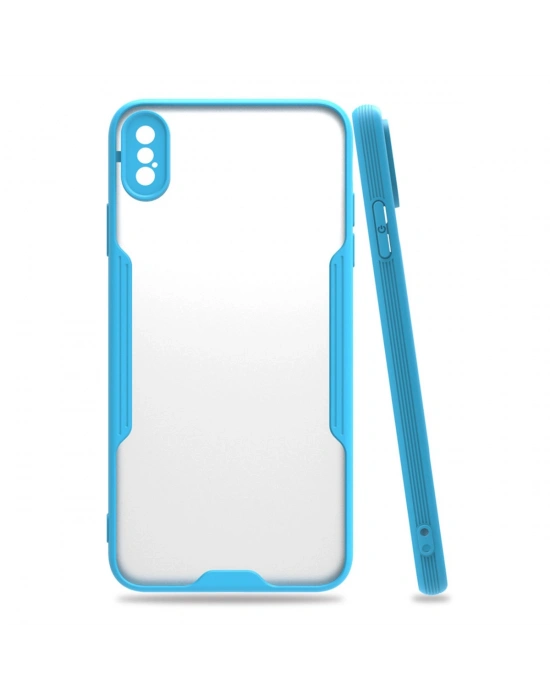 Newface iPhone XS Max Kılıf Platin Silikon - Mavi