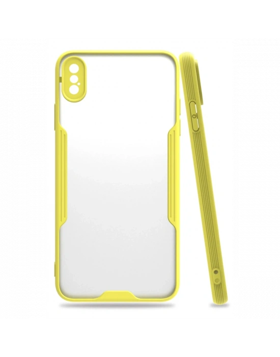 Newface iPhone XS Max Kılıf Platin Silikon - Sarı