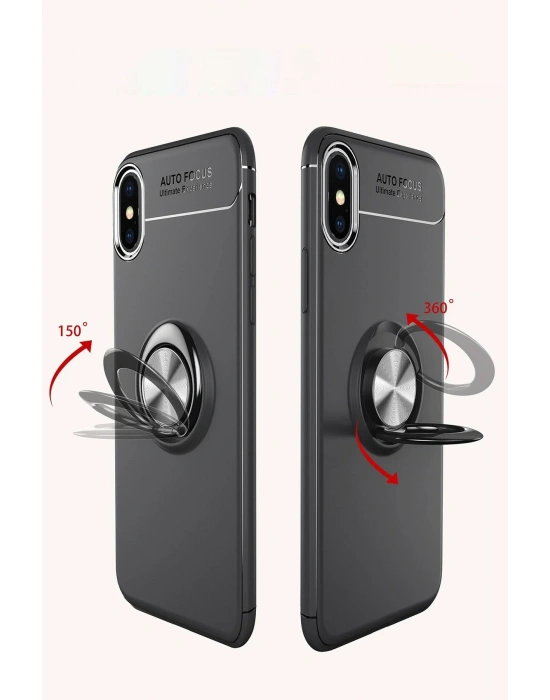 Newface iPhone XS Max Kılıf Range Yüzüklü Silikon - Mavi