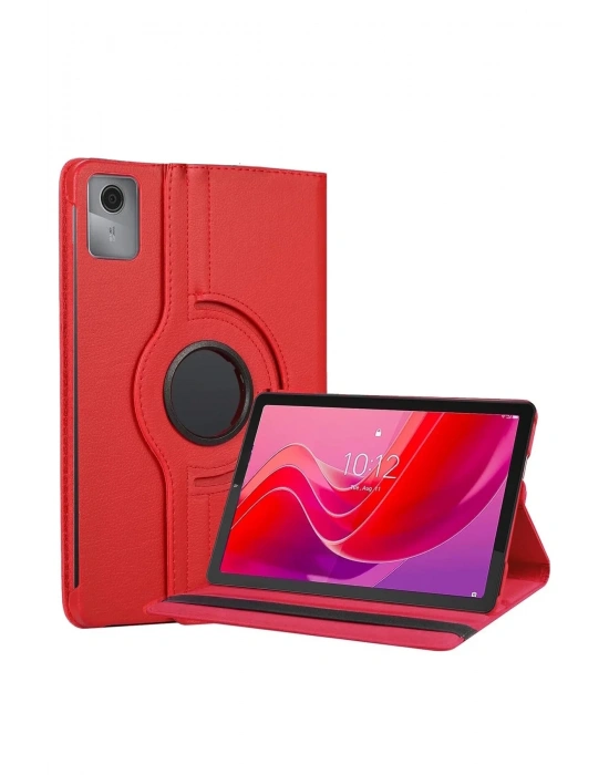 Newface Lenovo Tab M11 TB330FU 360 Tablet Deri Kılıf - Kırmızı