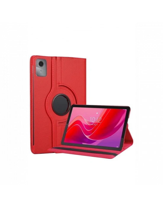 Newface Lenovo Tab M11 TB330FU 360 Tablet Deri Kılıf - Kırmızı
