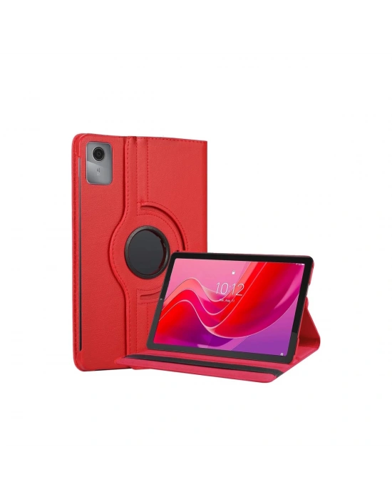 Newface Lenovo Tab M11 TB330FU 360 Tablet Deri Kılıf - Kırmızı