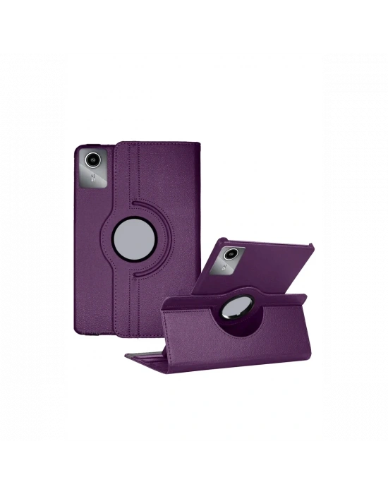 Newface Lenovo Tab M11 TB330FU 360 Tablet Deri Kılıf - Mürdüm