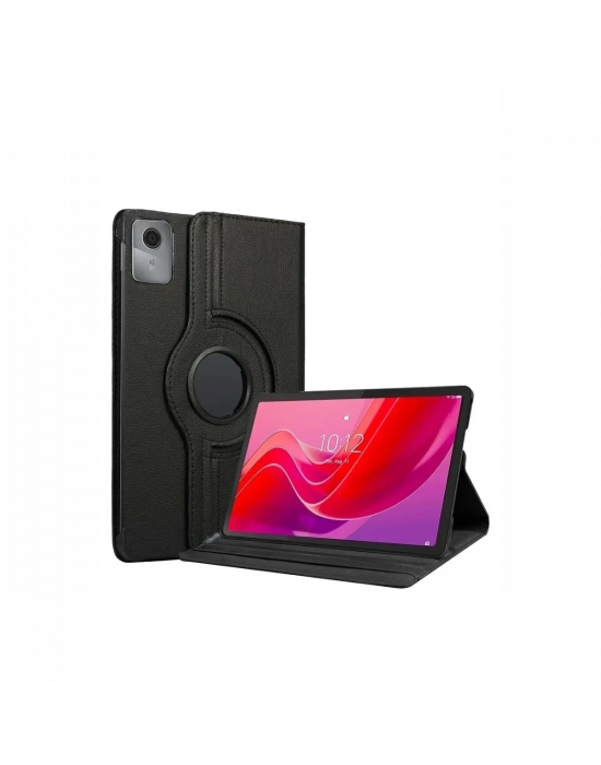 Newface Lenovo Tab M11 TB330FU 360 Tablet Deri Kılıf - Siyah