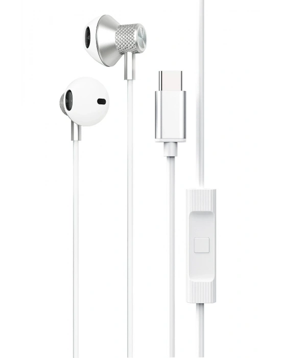 Newface LS-730 1.2M iPhone 15 Serisi ile Uyumlu Type-C Kablolu Kulaklık - Gümüş