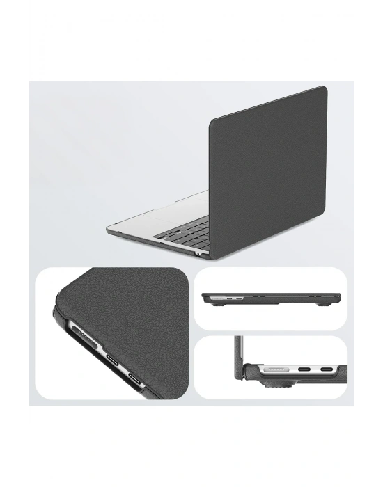 Newface Macbook Air 15 2024 Macbook Deri Kapak - Siyah
