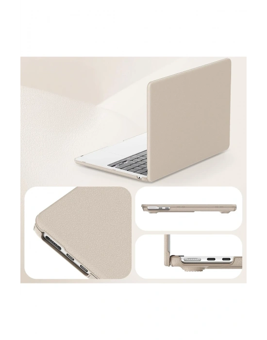 Newface Macbook Pro 14 2021 Macbook Deri Kapak - Gold