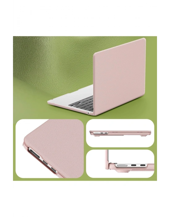 Newface Macbook Pro 14 2021 Macbook Deri Kapak - Pembe